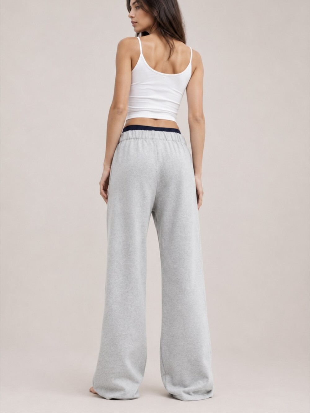 Aerie Wide Leg Pleated Trouser Slouchy  Sweatpants In Light Gray Size Medium NEW - Picture 3 of 7